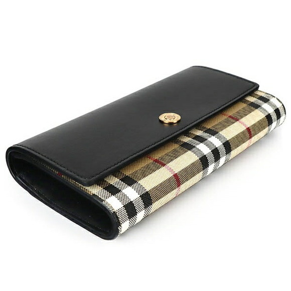 Burberry Halton Check Long Wallet with Coin Calf Black - Picture 3 of 5